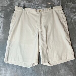 Peter Millar Men's Khaki Golf Shorts Size 36 Flat Front Lightweight